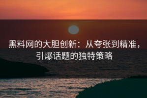 黑料网的大胆创新：从夸张到精准，引爆话题的独特策略