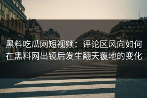 黑料吃瓜网短视频：评论区风向如何在黑料网出镜后发生翻天覆地的变化