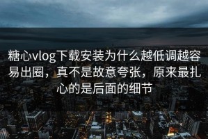 糖心vlog下载安装为什么越低调越容易出圈，真不是故意夸张，原来最扎心的是后面的细节