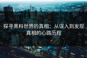 探寻黑料世界的真相：从误入到发现真相的心路历程