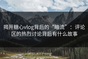 揭开糖心vlog背后的“暗流”：评论区的热烈讨论背后有什么故事