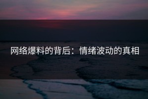 网络爆料的背后：情绪波动的真相