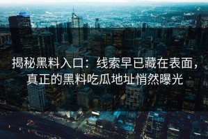 揭秘黑料入口：线索早已藏在表面，真正的黑料吃瓜地址悄然曝光