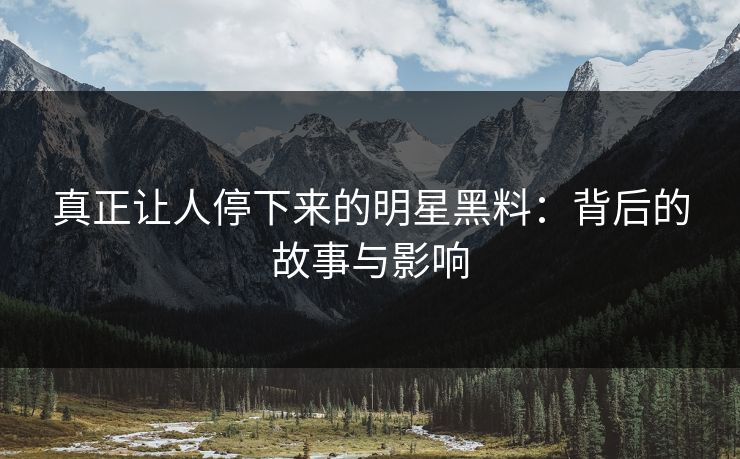 真正让人停下来的明星黑料:背后的故事与影响 真正让人停下来的明星黑料:背后的故事与影响