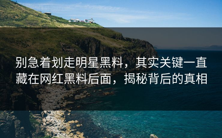 别急着划走明星黑料，其实关键一直藏在网红黑料后面，揭秘背后的真相