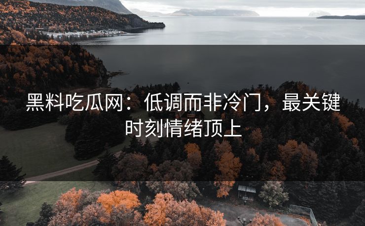 黑料吃瓜网：低调而非冷门，最关键时刻情绪顶上