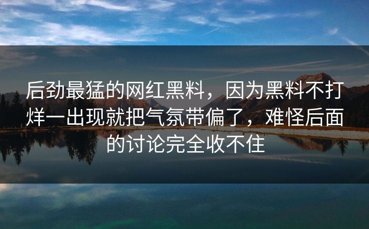 后劲最猛的网红黑料，因为黑料不打烊一出现就把气氛带偏了，难怪后面的讨论完全收不住