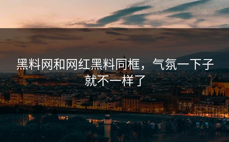 黑料网和网红黑料同框，气氛一下子就不一样了