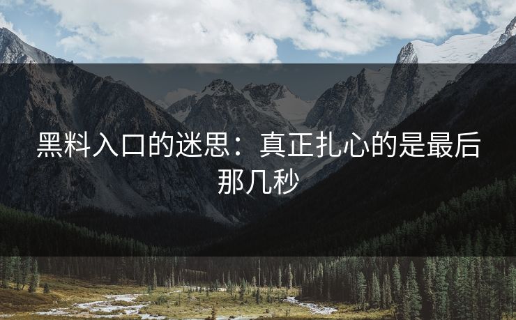 黑料入口的迷思：真正扎心的是最后那几秒