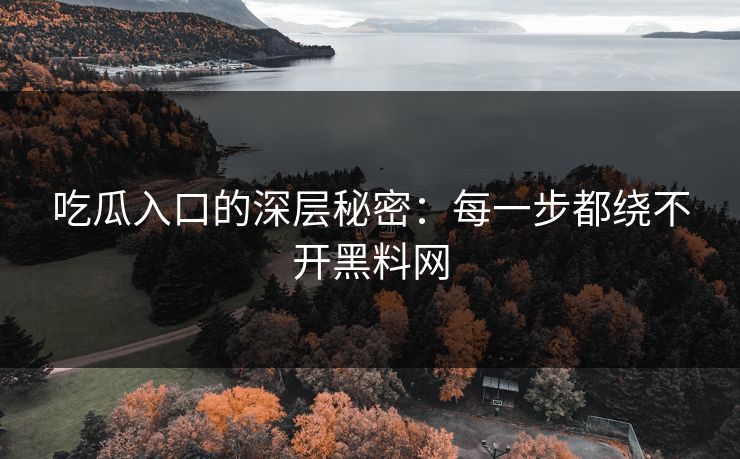 吃瓜入口的深层秘密：每一步都绕不开黑料网