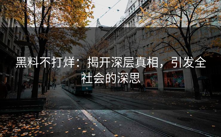 黑料不打烊：揭开深层真相，引发全社会的深思