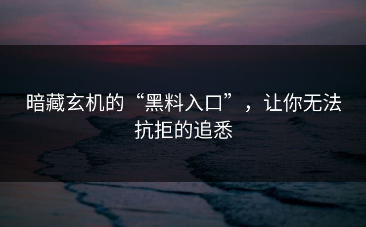 暗藏玄机的“黑料入口”，让你无法抗拒的追悉