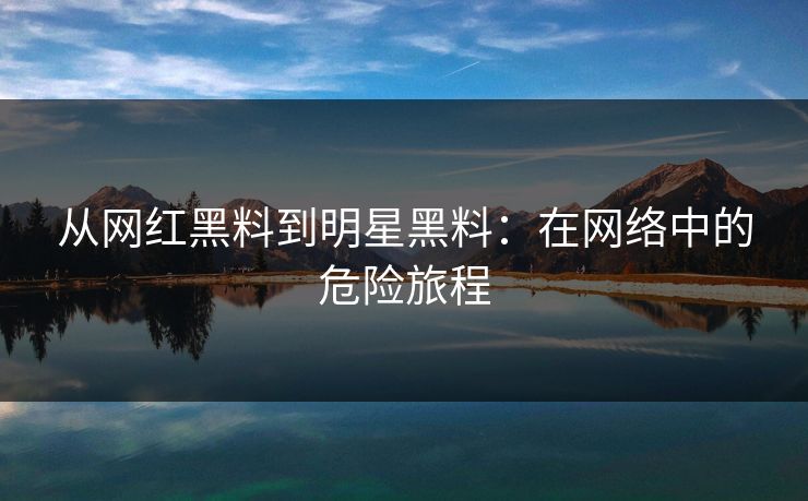 从网红黑料到明星黑料:在网络中的危险旅程 从网红黑料到明星黑料:在网络中的危险旅程