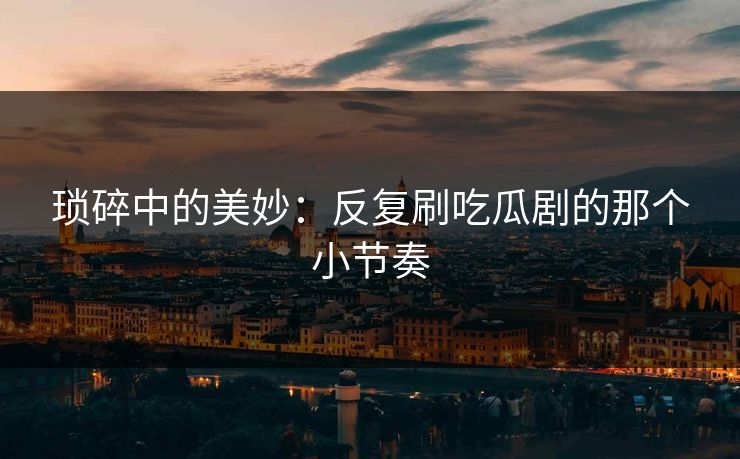 琐碎中的美妙：反复刷吃瓜剧的那个小节奏